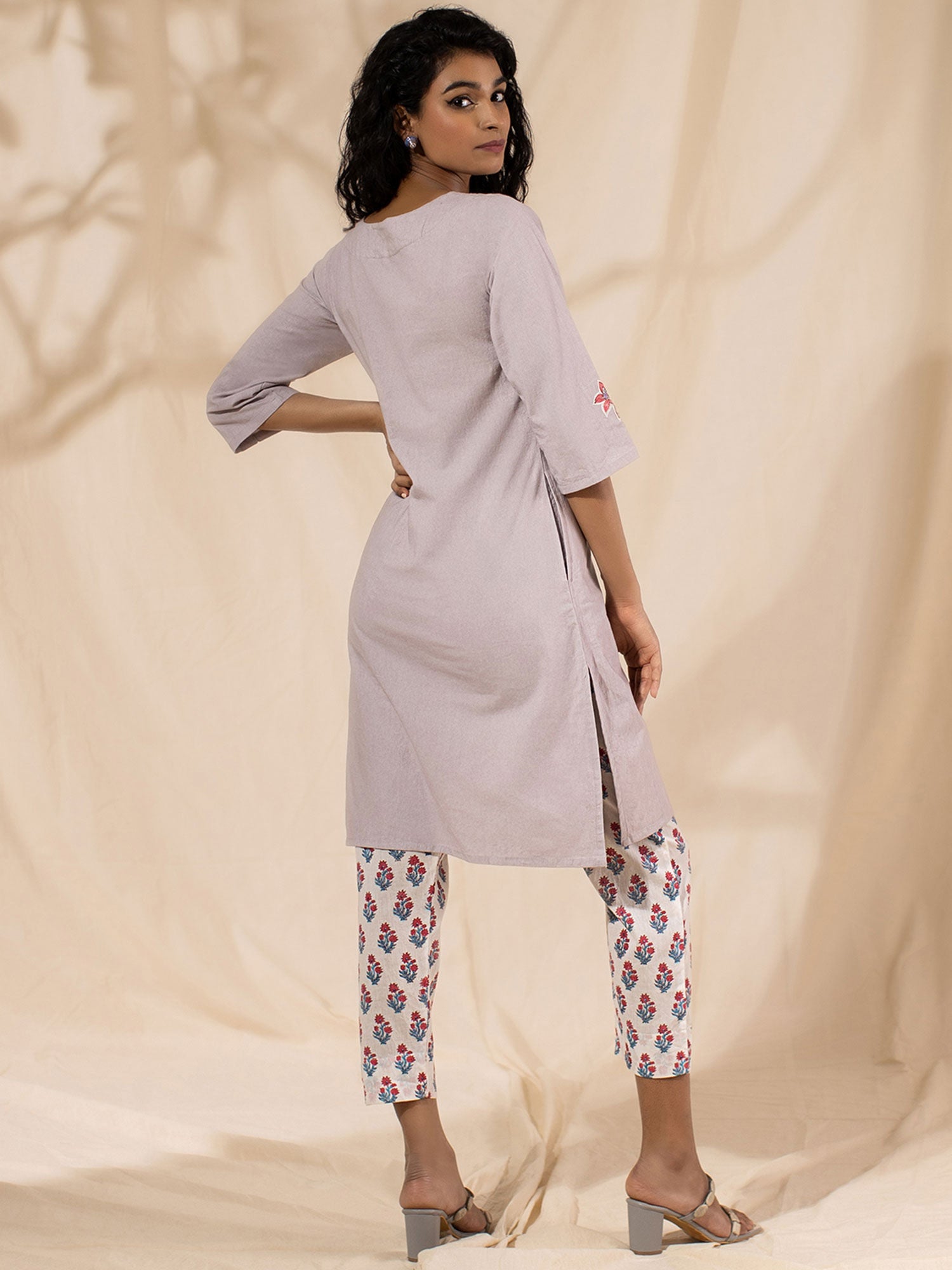 Likha Grey Embroidered Co-ord Set LIKSKD44 (Set of 2)