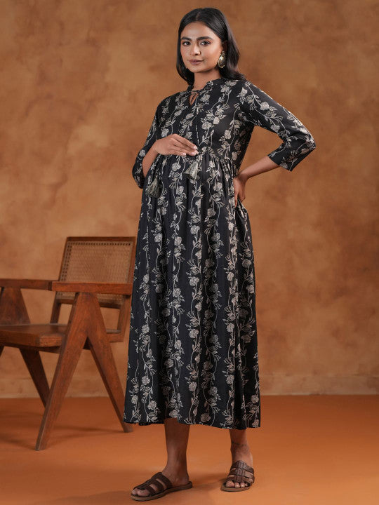 Anayna Floral Printed Fit & Flared Maternity Ethnic Dresses