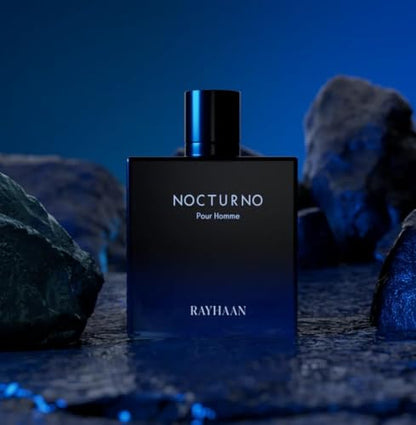 RAYHAAN Nocturno Pour Homme Eau de Parfum for Men Long Lasting Luxury Night Fragrance Elegant Black Blue Glass Bottle