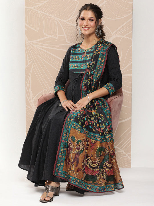 Anayna Women Ethnic Motifs Printed Anarkali Kurta with Trousers & Dupatta