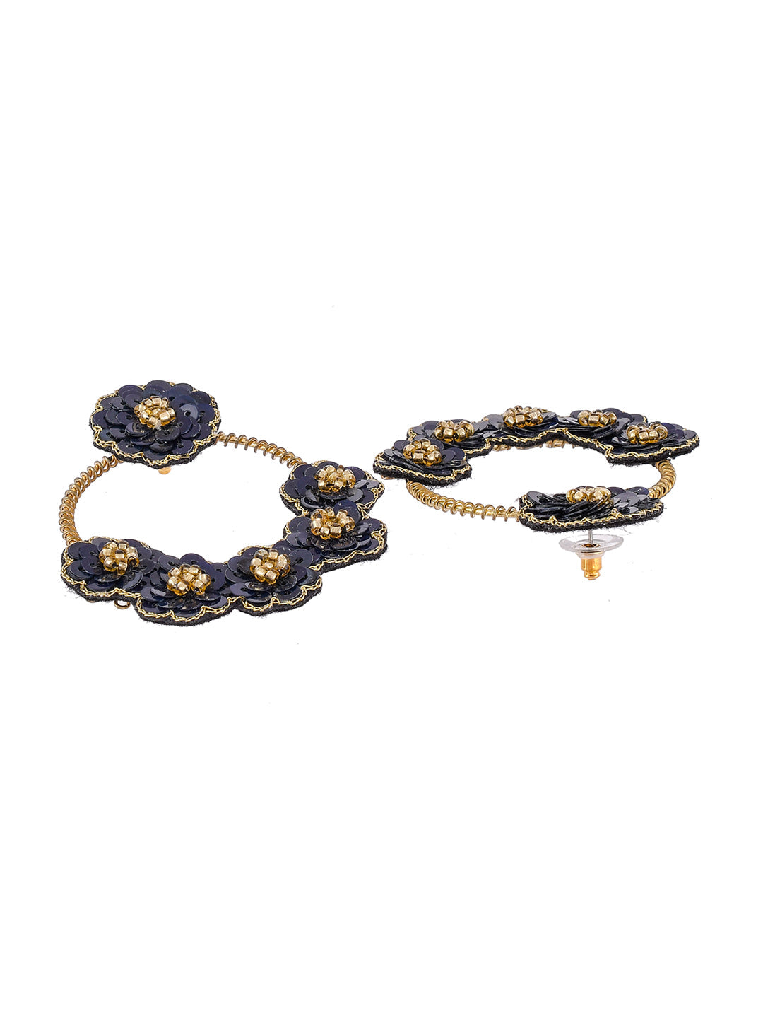 Shoshaa Black Floral Drop Earrings