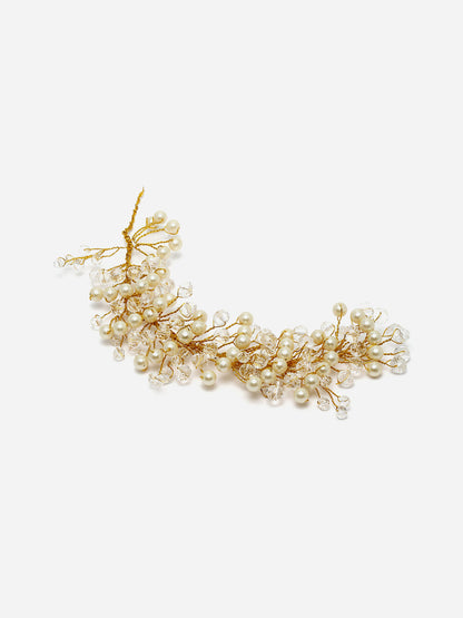 Panash Women Gold-Toned & off White Embellished Hair Accessory