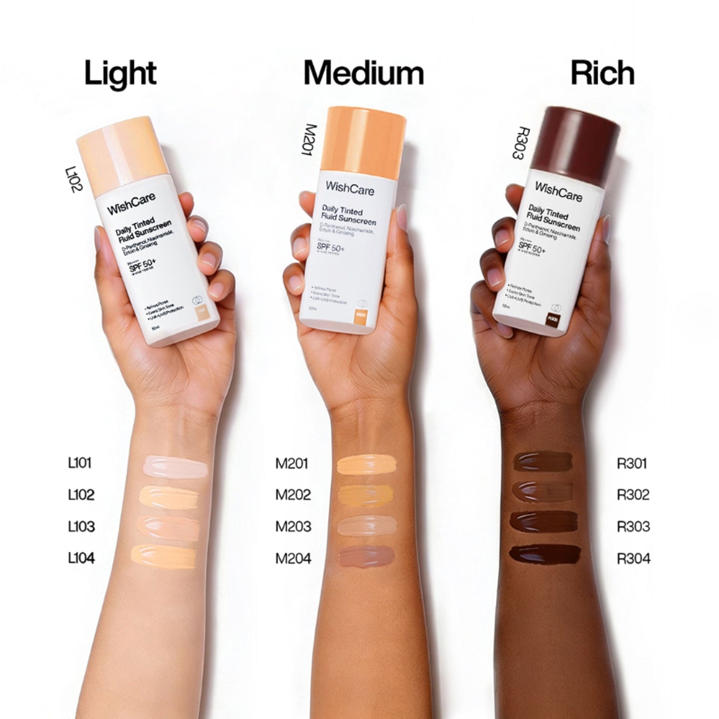 Wishcare Daily Fluid Tinted Sunscreen SPF50PA++++ - R303
