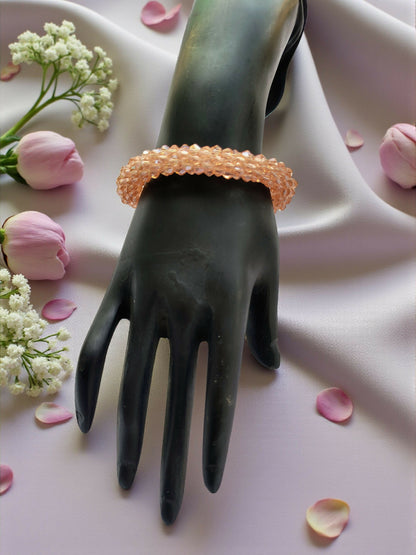 Inhanns Unisex Crystal Bloom – Adjustable Crystal Bead Bracelets - Peach