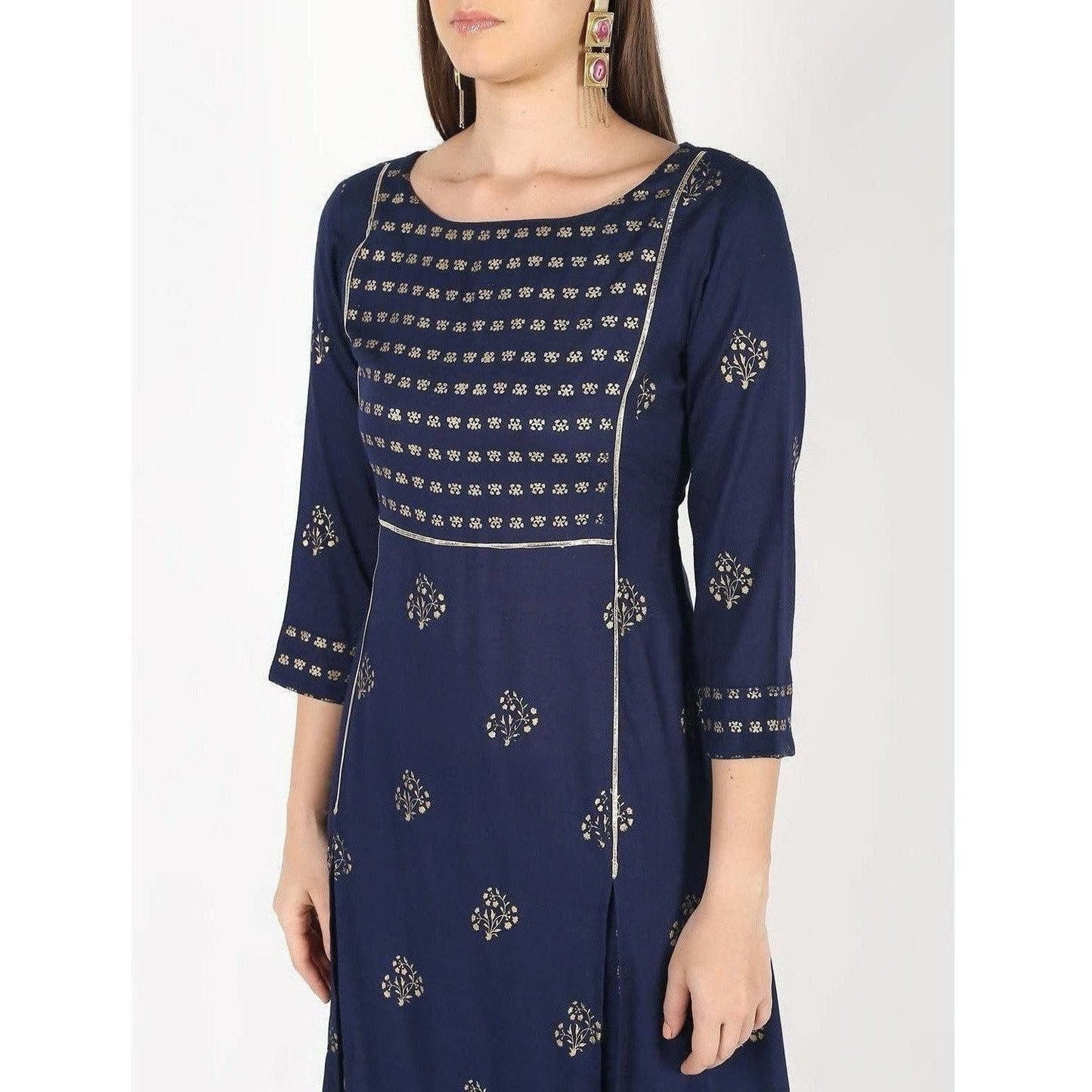 Cheera Women's Hand Block Print A-Line Kurta (CH042K)