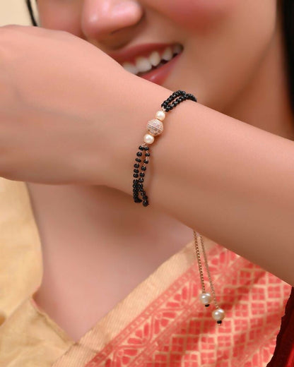 VOJ Gold-Polished AD Stone Studded Mangalsutra Bracalet