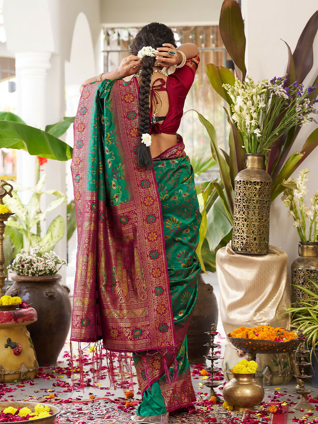 Shree Shyam Fashion Green Soft Silk Saree