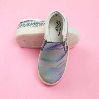 Tiny Bugs Unisex Sea Printed Slip Ons Sneakers - Grey