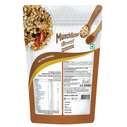 Munchilicious MultiMillet Muesli Fruits, Nuts & Seeds Crunchy Millets, High in Fibre and Protein