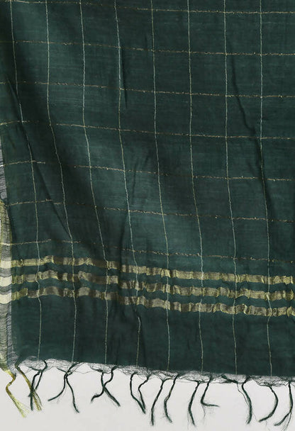Mominos Fashion Moeza Women's Cotton Zari Box Bottle Green Dupatta