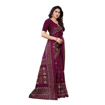 Vamika Printed Jute Silk Purple Saree (Namita Purple)