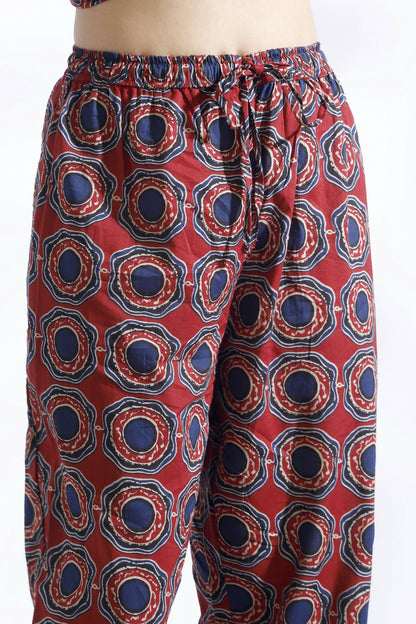 Breathables Abstract Cotton Co-Ord Set – Red
