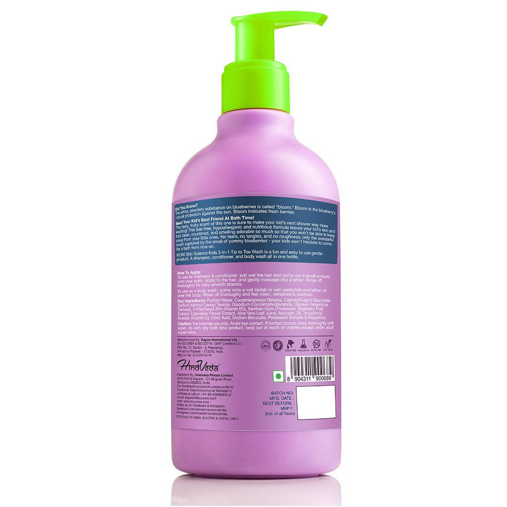 Wow Skin Science Kids Blueberry 3 in 1 Tip to Toe Wash - 300 ml