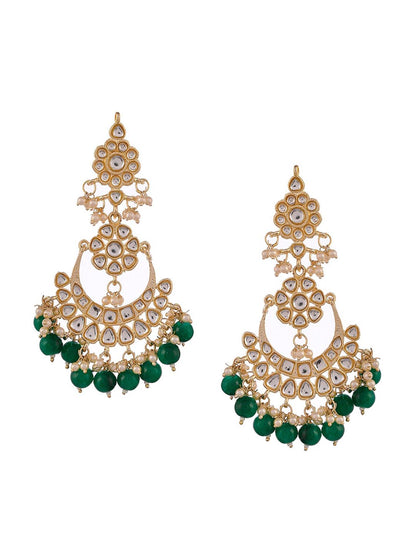 Shoshaa Green Contemporary Chandbalis Earrings