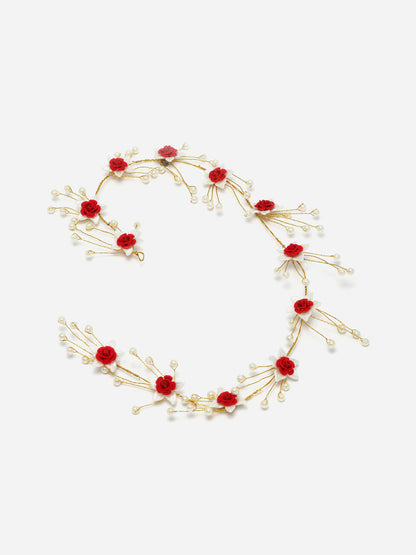 Panash Women Gold-Toned & Red Embellished Tiara