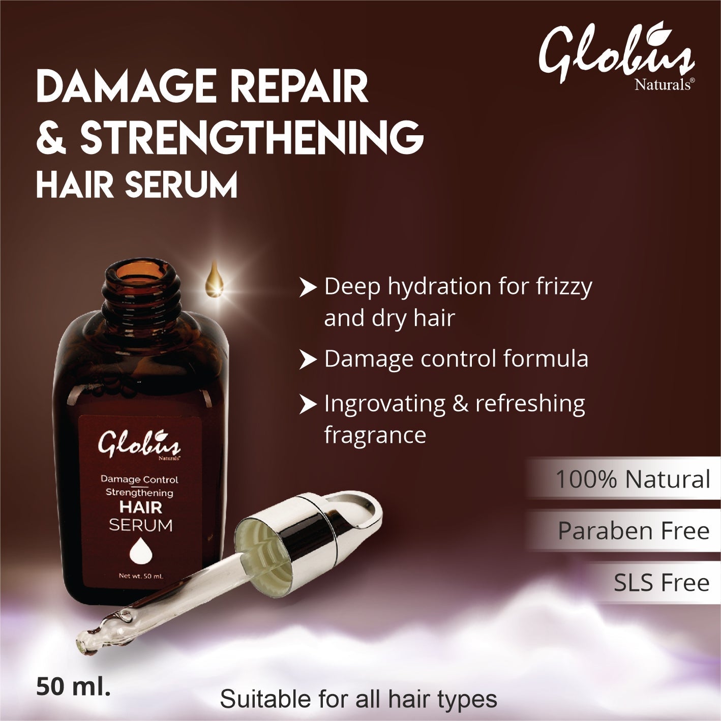 Globus Naturals Damage Control & Strengthening Hair Serum - 50 ml