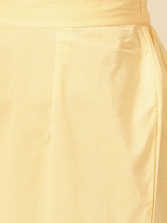 Anayna Women Yellow & White Printed Kurta with Trousers