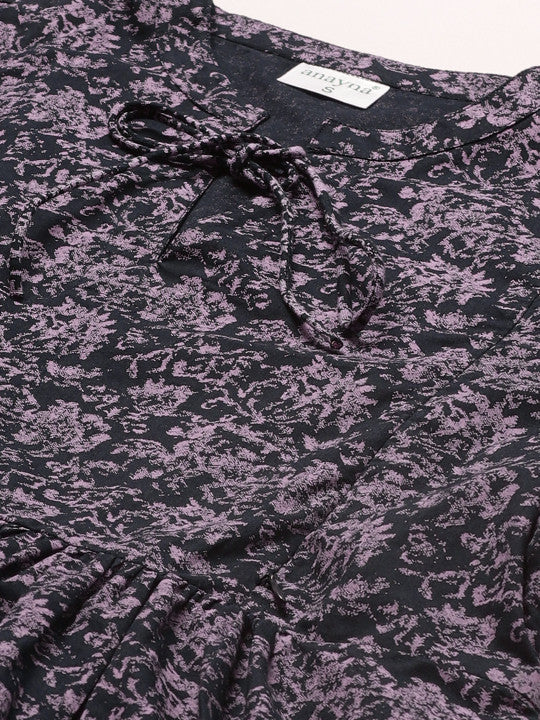 Anayna Women Navy Blue & Pink Printed Pure Cotton Maternity A-Line Dress