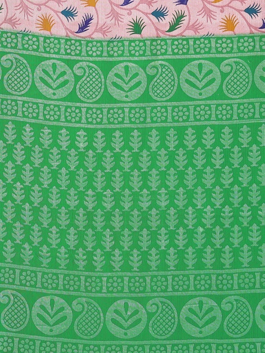 Fabmora Ethnic Printed Zari Pure Chiffon Brasso Saree