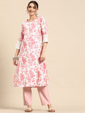 Sangria Floral Printed Cotton Slub Kurta