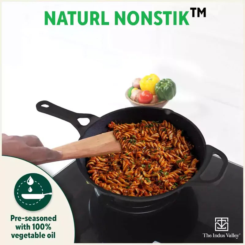 The Indus Valley Cast Iron Frying Pan Pre-Seasoned 26.2cm