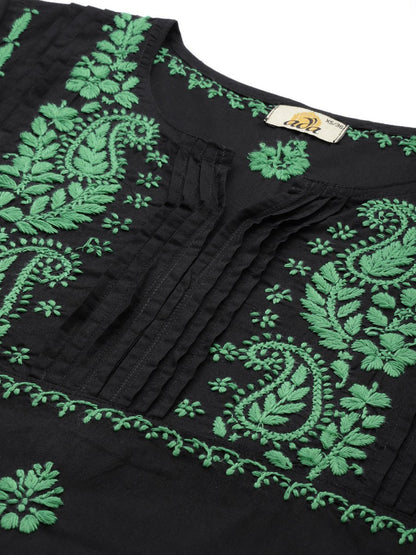 ADA Women Ethnic Motifs Embroidered Cotton Chikankari Floral Kurta