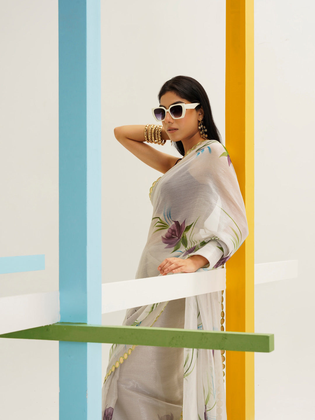 Tikhi Imli Floral Printed Poly Chiffon Saree