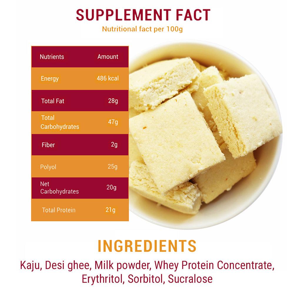 Diabexy NutroActive Desi Ghee Keto Kaju Barfi, Sugar Free - 200 gms