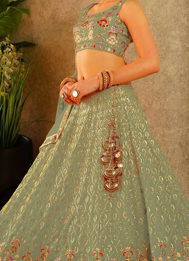 Lehenga Mart Pista Faux Georgette Designer Bollywood Style Wedding Wear Lehenga Choli