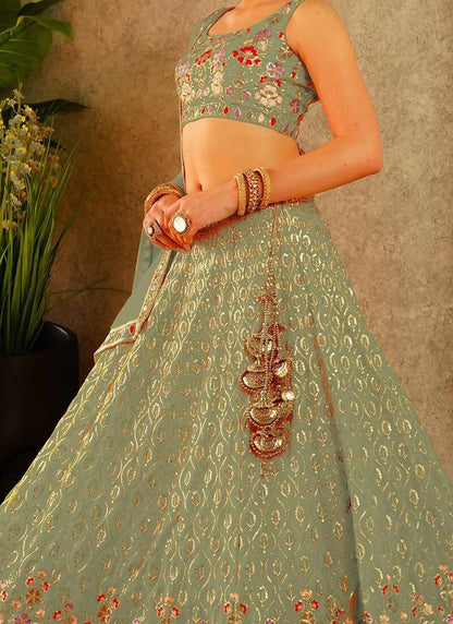 Lehenga Mart Pista Faux Georgette Designer Bollywood Style Wedding Wear Lehenga Choli