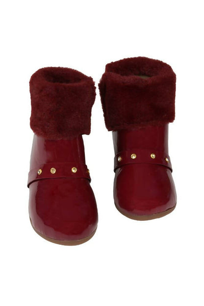 Tiny Bugs Girls Anckle Lenght Boots -Maroon