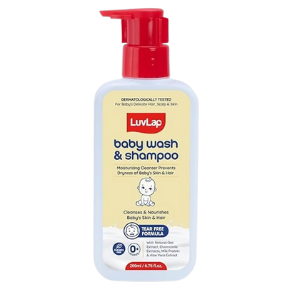 LuvLap Baby Wash & Shampoo with Chamomile, Milk Protein, Oatmeal & Shea Butter