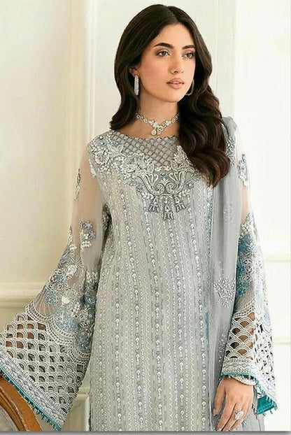 Anaita Sky Blue Fox Georgette Stitched Suit with Embroidery Sequence Work & Khatli Work