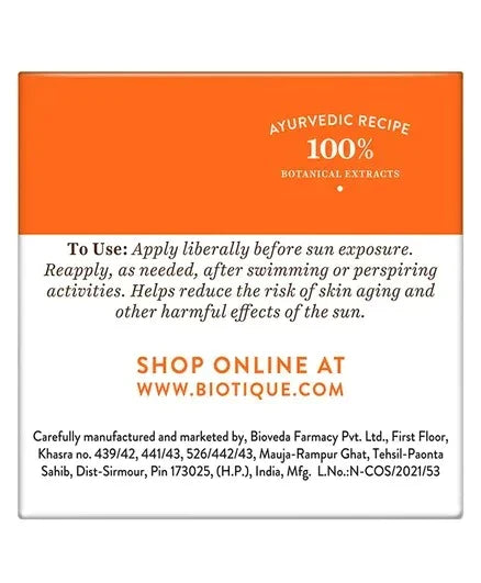 Biotique Advanced Ayurveda Bio Aloe Vera 30+SPF UVA/UVB Sunscreen Ultra Soothing Face Cream/Lotion