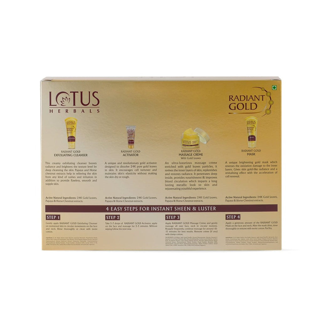 Lotus Herbals Radiant Gold Cellular Glow Facial Kit For All Skin Types