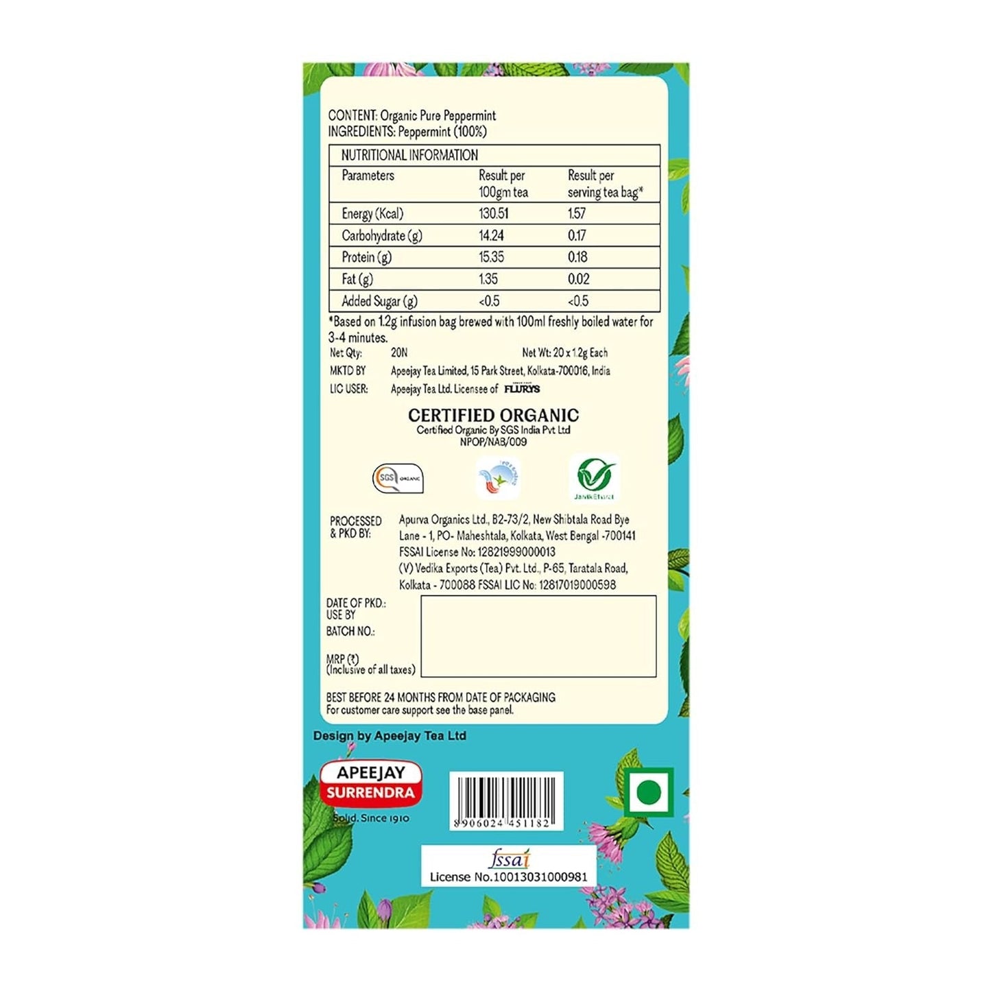Typhoo Refreshing Organic Peppermint Tea Bags