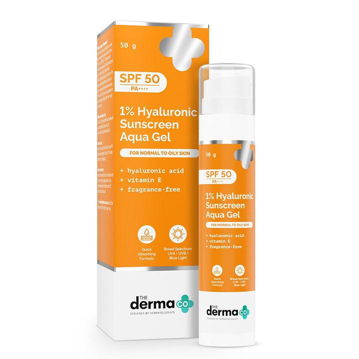 The derma co 1% Hyaluronic sunscreen oil free gel with SPF 50 & PA++++