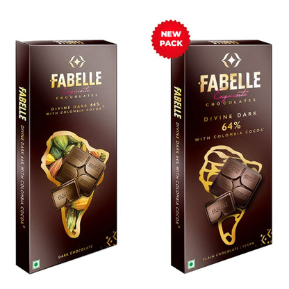 Fabelle Divine Dark 64% With Colombia Cocoa - Dark Chocolate Luxury Bar