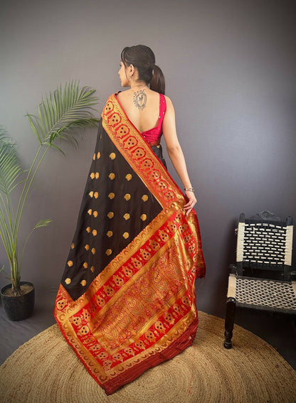 Joban Fashion Red Butti Banarasi Silk Sarees