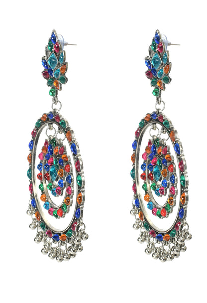 Mominos Fashion Johar Kamal Women's Multi Colour Kundan Circles Earrings