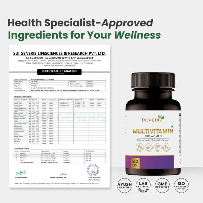 Dr. Vedic Multivitamin Women Tablets - 60 Tabs