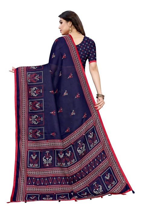 Vamika Embroidery Navy Jute Silk Saree (Jhulka Navy)