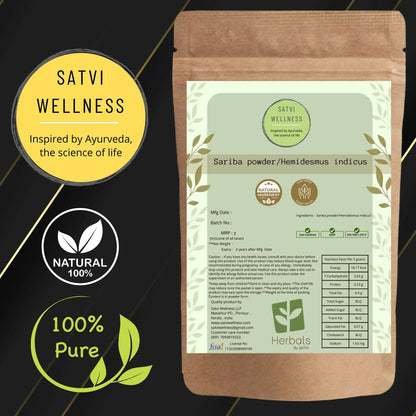 Satvi Wellness Sariba Powder | Hemidesmus Indicus  | Herbal Tea