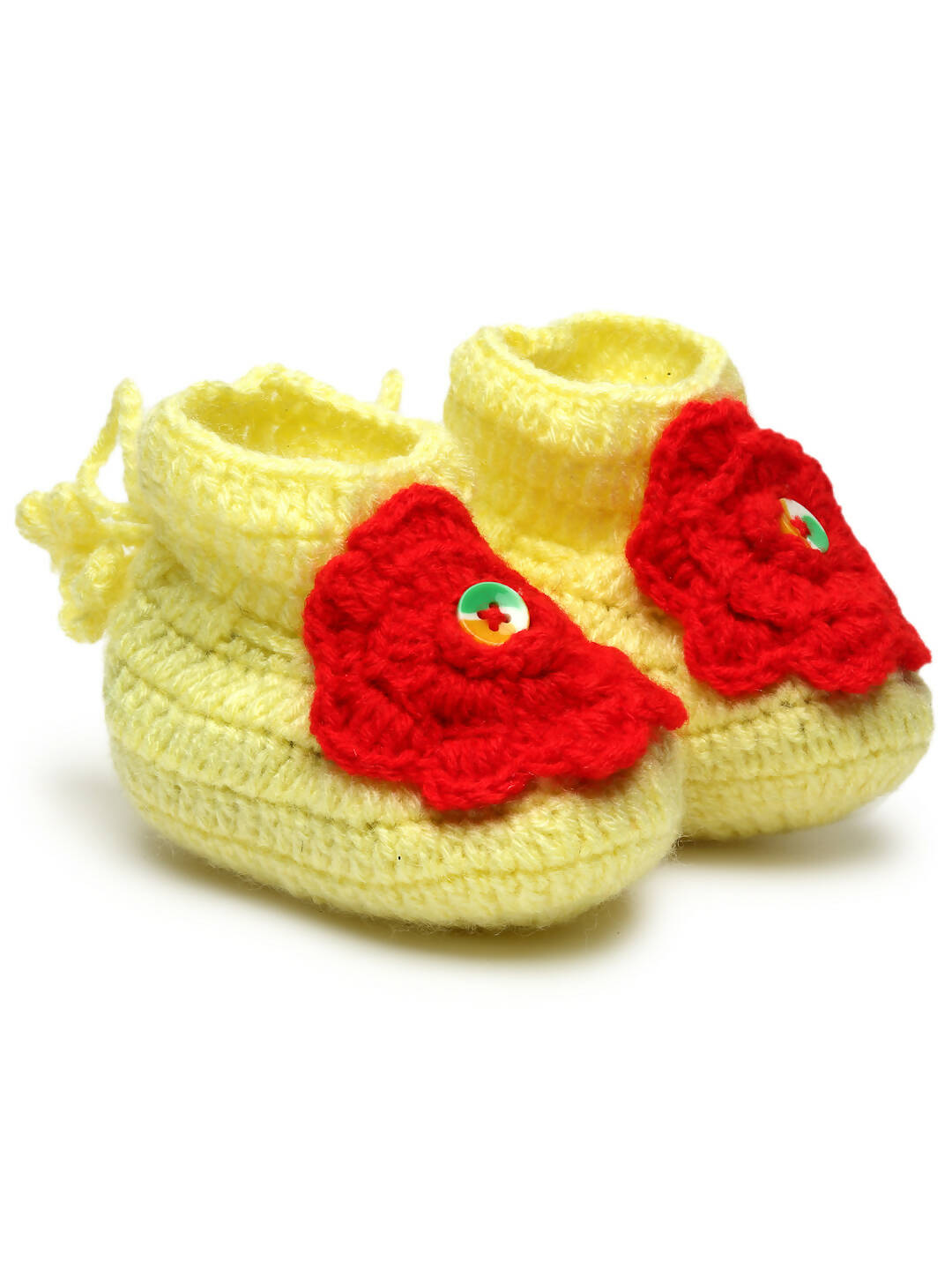 Chutput Kids Woollen Hand Knitted Flower Detailed Booties - Yellow
