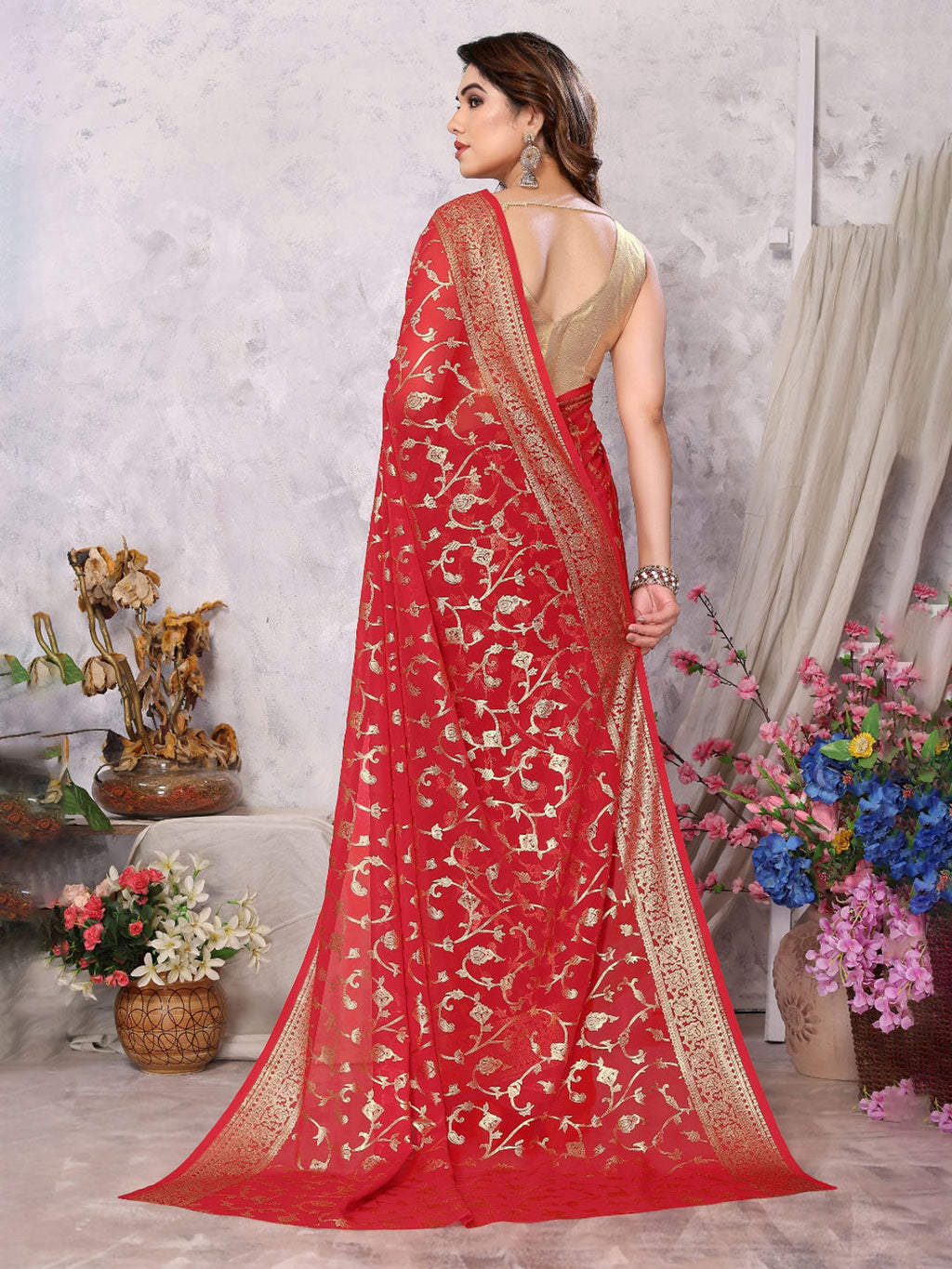 Fabmora Ethnic Motifs Printed Saree