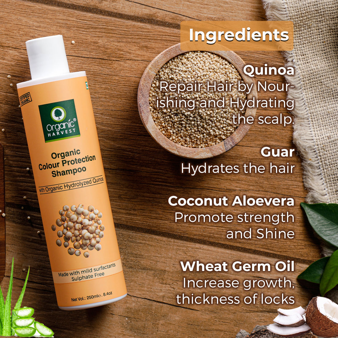 Organic Harvests Organic Color Protect Quinoa Shampoo - 250 ml
