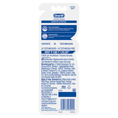 Oral-B Pro-Health Sensitive Toothbrush- Crisscross - Extra soft- Buy 2 Get 1 Free