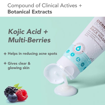 Lotus DermaBotanics Kojic Acid + Multi Berry Blemish-Free Face Wash, pH5.5, For Sensitive Skin