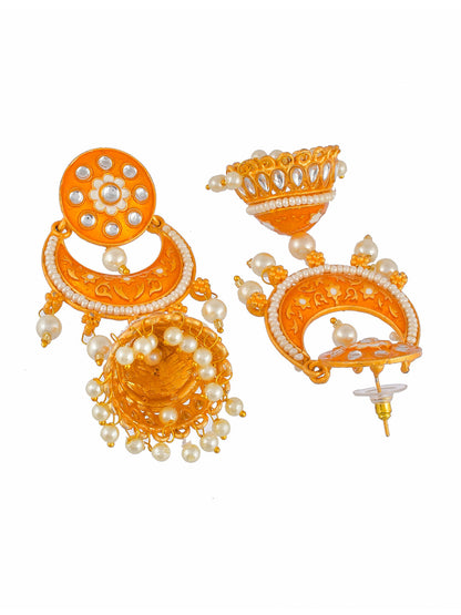 Shoshaa Orange Dome Shaped Jhumkas Earrings
