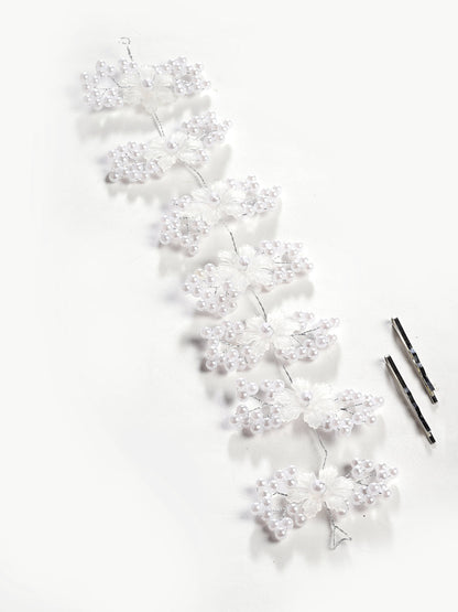 Panash Women Silver-Toned & White Embellished Tiara